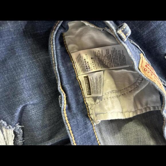 Stylish Ripped Blue Jeans - High Rise, Size 24W - Picture 3 of 7